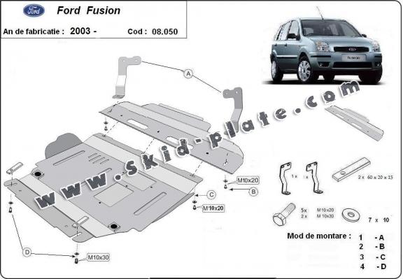 Steel skid plate for Ford Fusion