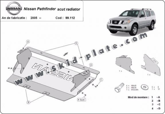 Steel radiator skid plate for Nissan Pathfinder