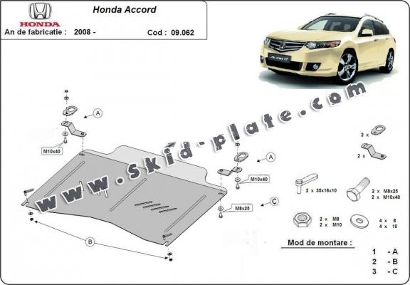 Steel skid plate for the protection of the engine and the gearbox for Honda Accord