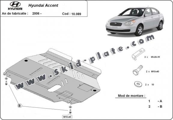 Steel skid plate for Hyundai Accent