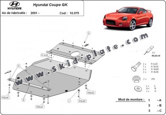 Steel skid plate for Hyundai Coupé Gk