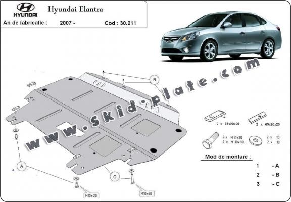 Steel skid plate for Hyundai Elantra 1