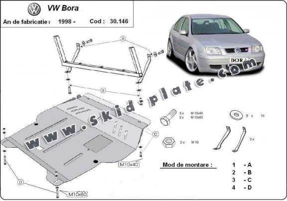 Steel skid plate for VW Bora