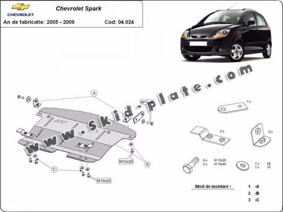 Steel skid plate for Chevrolet Spark