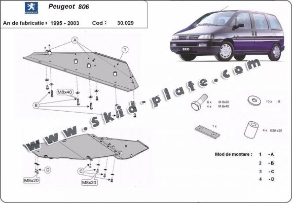 Steel skid plate for Peugeot 806