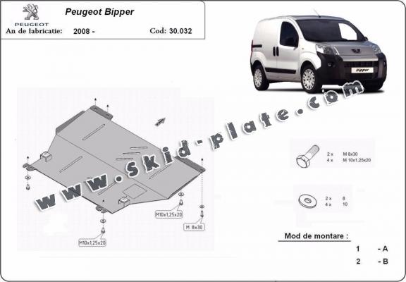 Steel skid plate for Peugeot Bipper