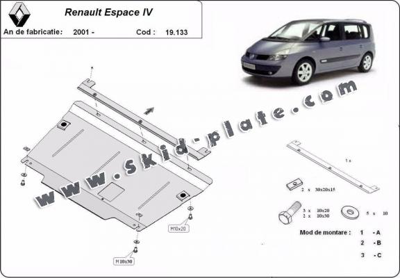 Steel skid plate for Renault Espace 4
