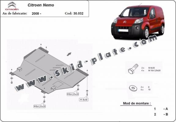 Steel skid plate for Citroen Nemo