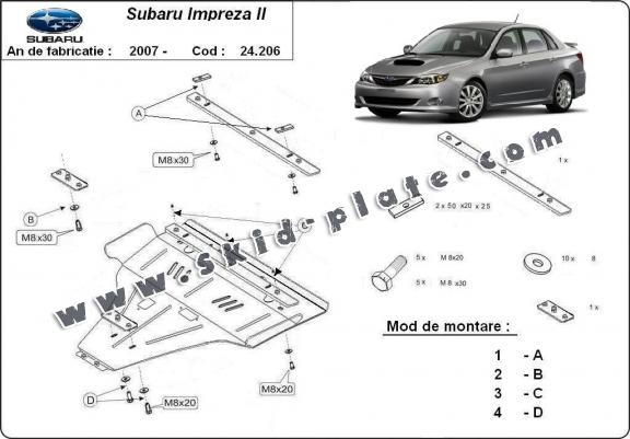 Steel skid plate for Subaru Impreza petrol