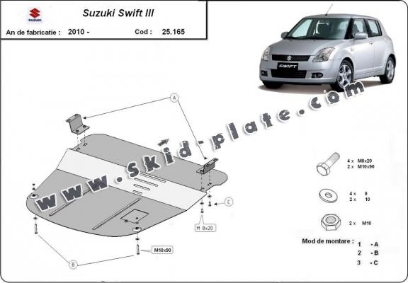 Steel skid plate for Suzuki Swift 3