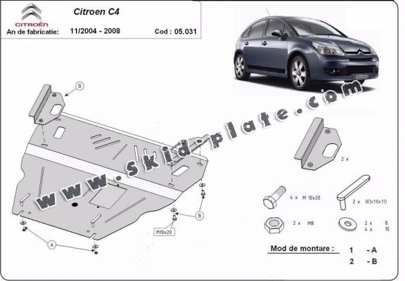 Steel skid plate for Citroen C4