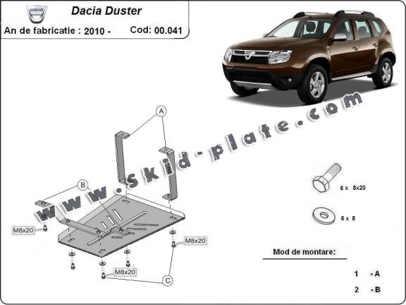 Steel differential skid plate for Dacia Duster