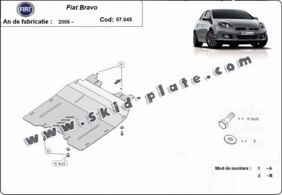 Steel skid plate for the protection of the engine and the gearbox for Fiat Bravo