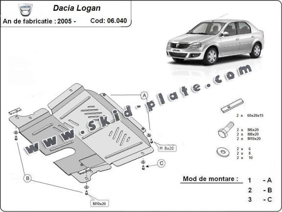 Steel skid plate for Dacia Logan 1