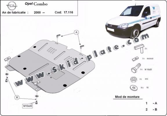 Steel skid plate for Opel Combo