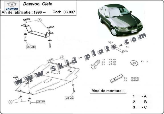 Steel skid plate for Daewoo Cielo