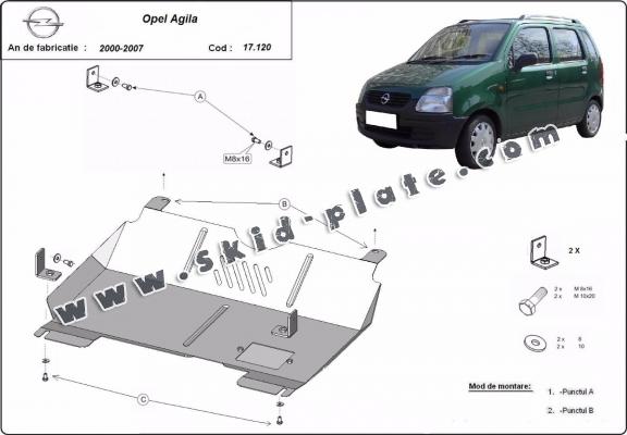 Steel skid plate for Opel Agila (H00)