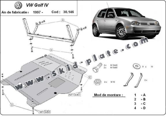 Steel skid plate for golf mk4