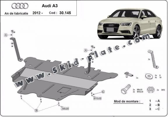 Steel skid plate for Audi A3 (8V)