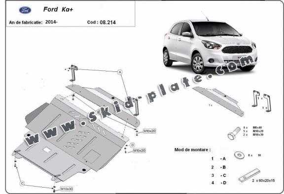 Steel skid plate for Ford KA+