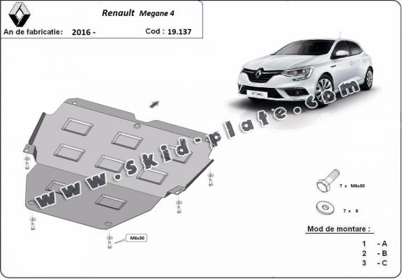 Steel skid plate for Renault Megane 4