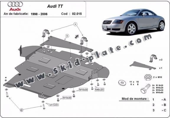 Steel skid plate for Audi TT