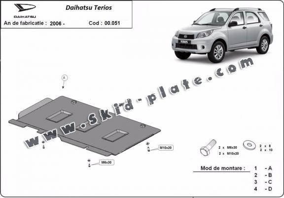 Steel gearbox skid plate for Daihatsu Terios
