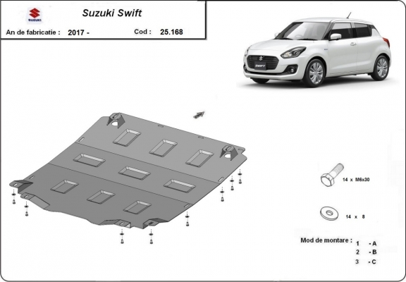 Steel skid plate for Suzuki Swift