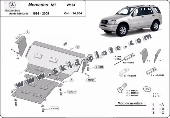 Steel skid plate for Mercedes ML W163