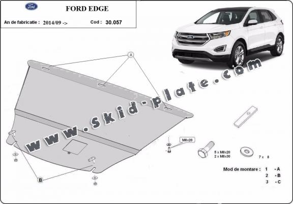 Steel skid plate for the protection of the engine and the gearbox for Ford Edge