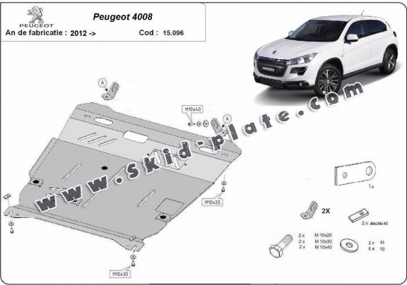 Steel skid plate for Peugeot 4008