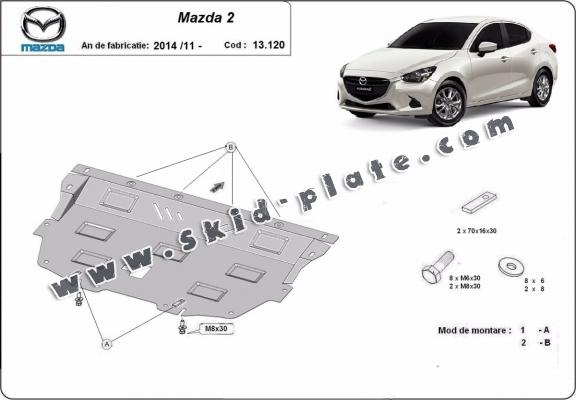 Steel skid plate for Mazda 2