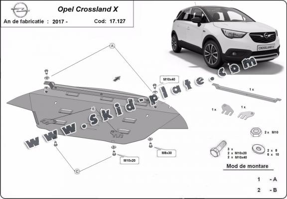 Steel skid plate for Opel Crossland X