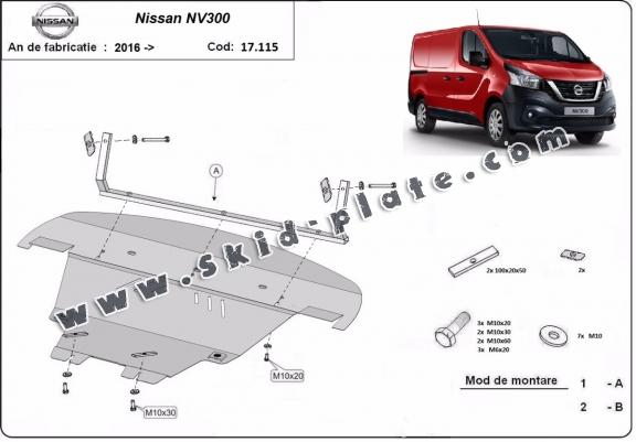 Steel skid plate for Nissan NV300