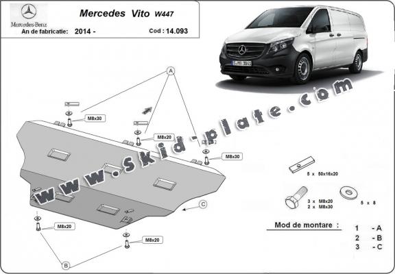 Steel skid plate for Mercedes Vito W447, 4x2, 1.6 D