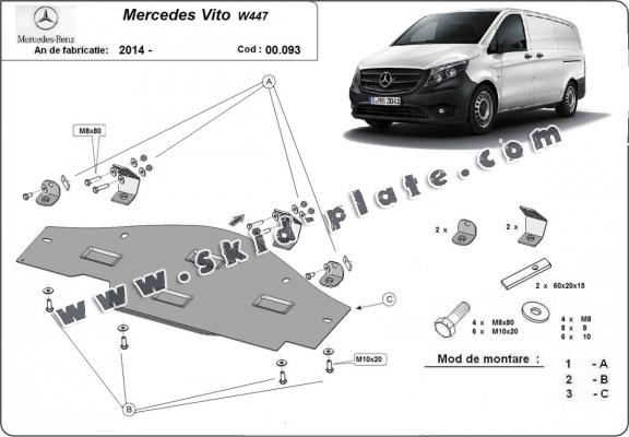 Steel skid plate for the protection of the Stop&Go system Mercedes Vito W447, 4x2, 1.6 D