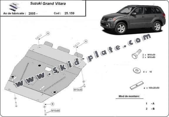 Steel skid plate for Suzuki Grand Vitara 2
