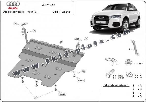 Steel skid plate for Audi Q3