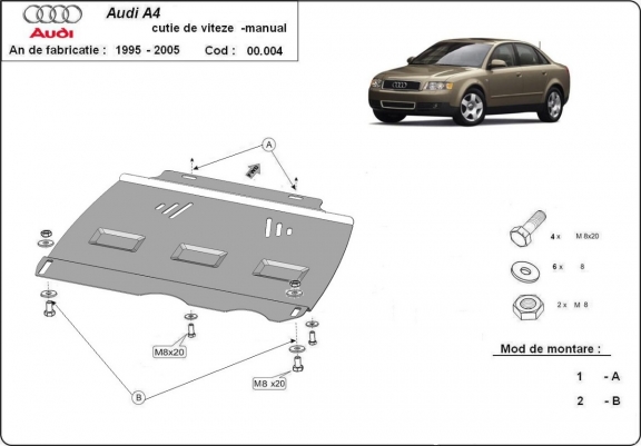 Steel manual gearbox skid plate  Audi A4  B6