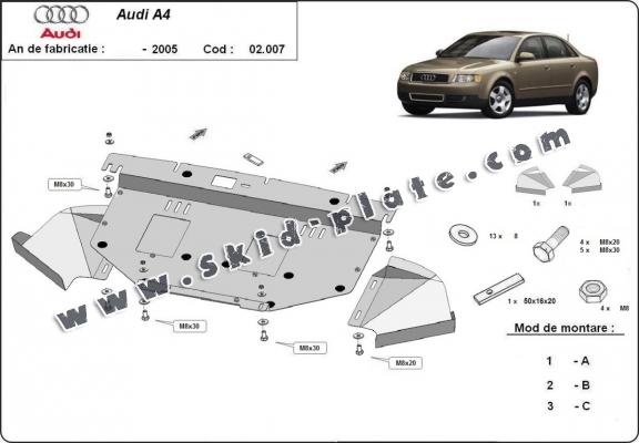 Steel skid plate for Audi A4  B6