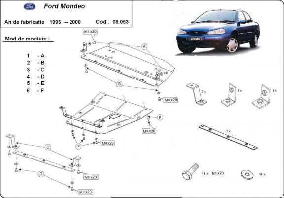 Steel skid plate for Ford Mondeo 1,2