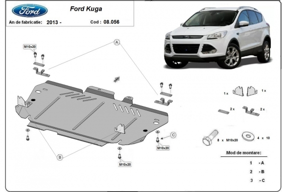 Steel skid plate for Ford Kuga