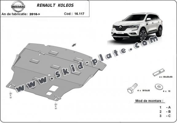 Steel skid plate for Renault Koleos