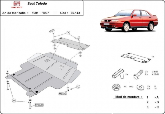 Steel skid plate for Seat Toledo 1
