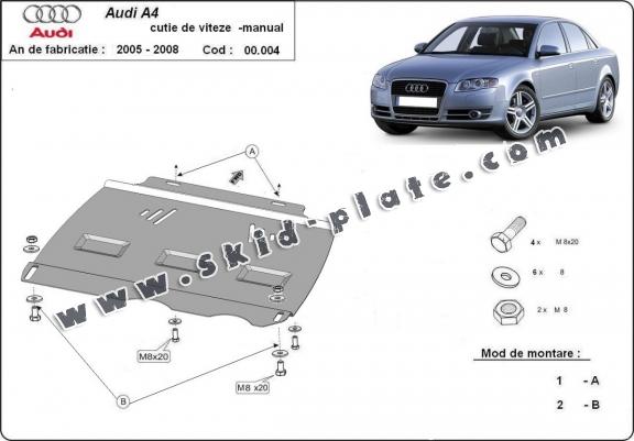 Steel manual gearbox skid plate  Audi A4  B7