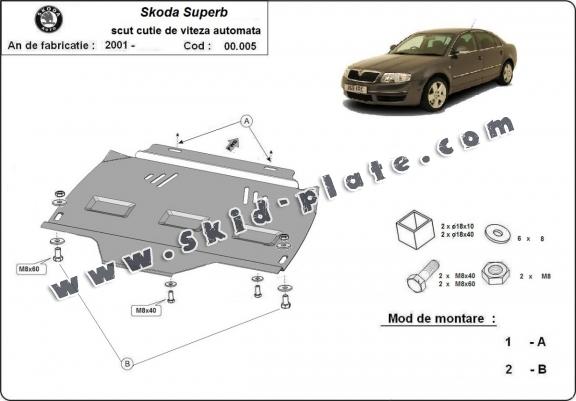Steel automatic gearbox skid plate forSkoda Superb