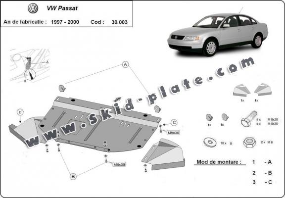 Steel skid plate for VW Passat B5