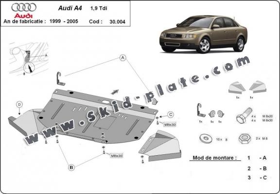 Steel skid plate for Audi A4  B6, 1.9 Tdi