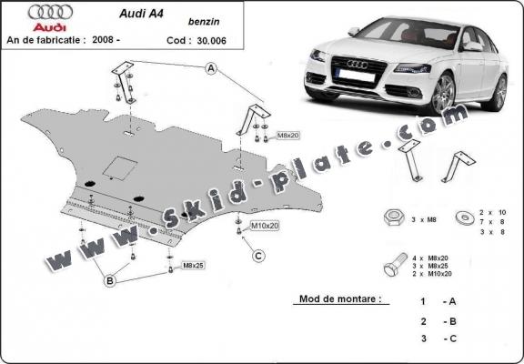 Steel skid plate for Audi A4 B8, petrol