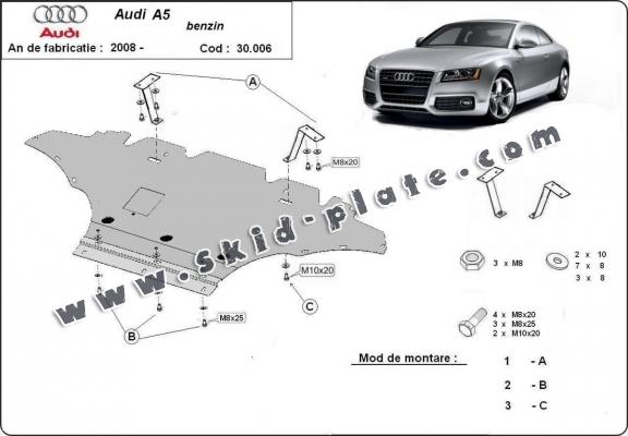 Steel skid plate for Audi A5, petrol